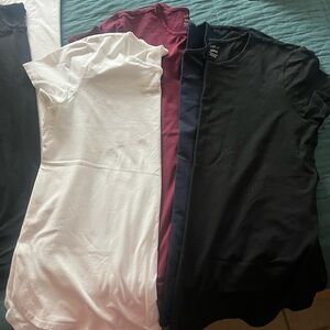 J. Jill Fit Short and Long Sleeve Crew Tee Shirts - White, Burgundy, Navy, Black